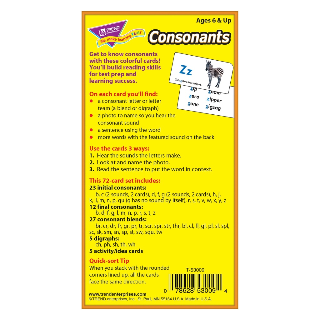 Consonants Skill Drill Flash Cards