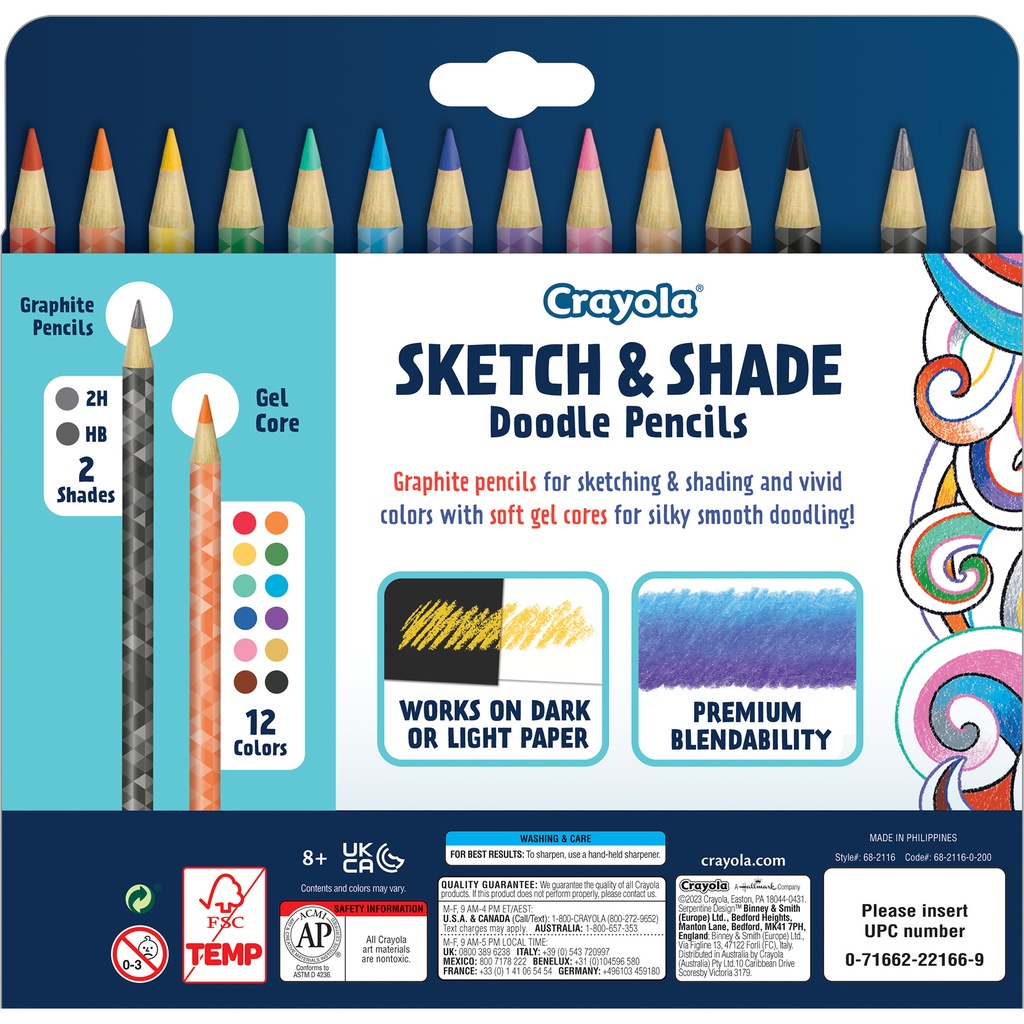 Doodle & Draw Sketch & Shade Doodle Pencil 14 Count