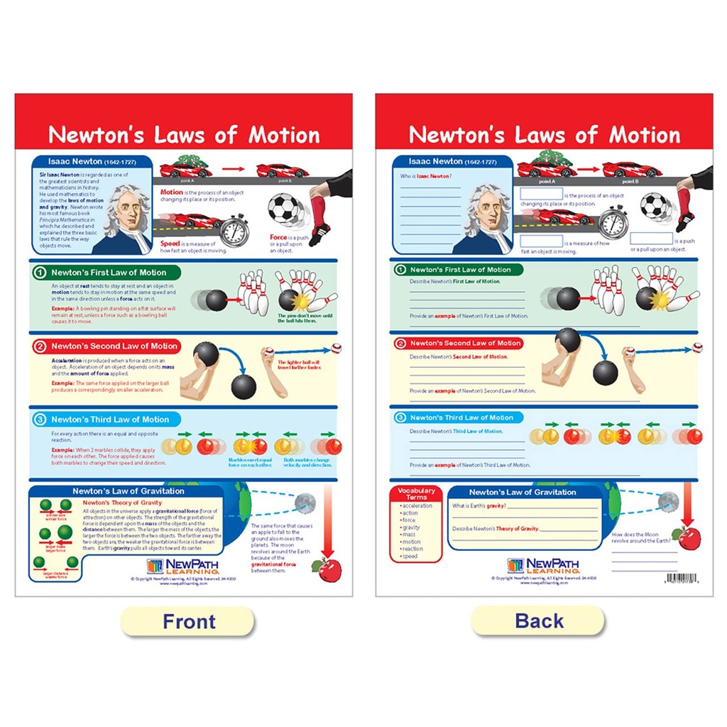 Force & Motion Bulletin Board Charts Set of 3