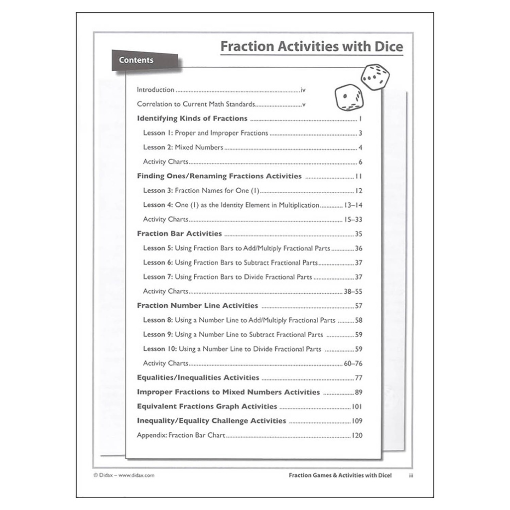 Fraction Games & Activities with Dice Resource Book