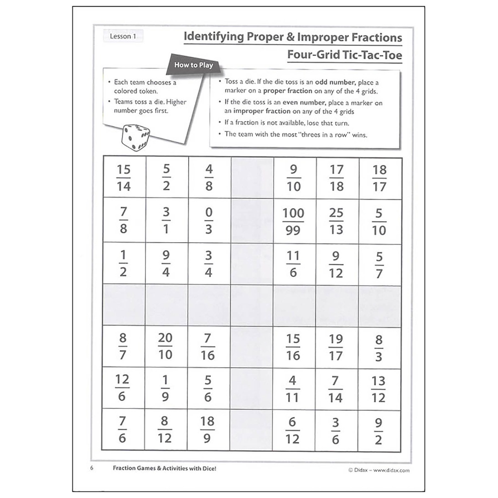 Fraction Games & Activities with Dice Resource Book