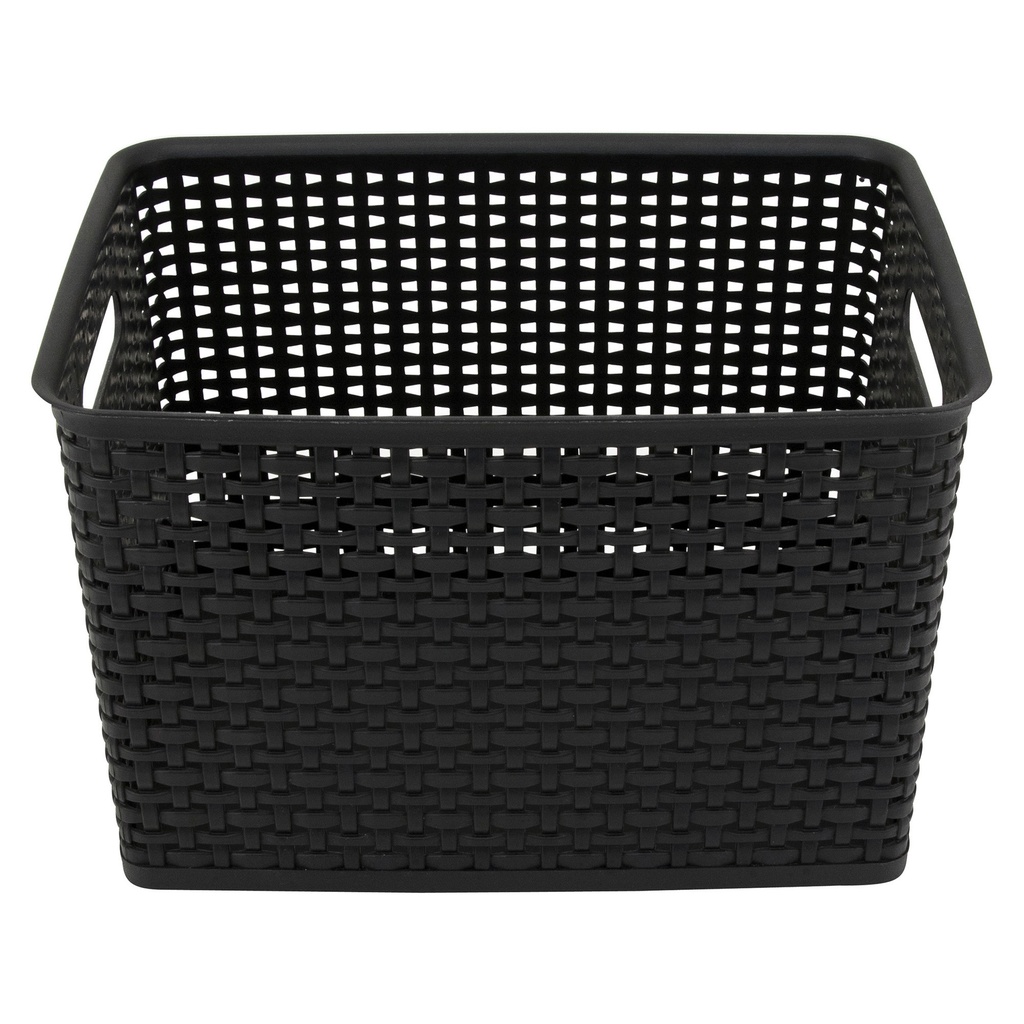 Large Black Plastic Weave Bins 3ct