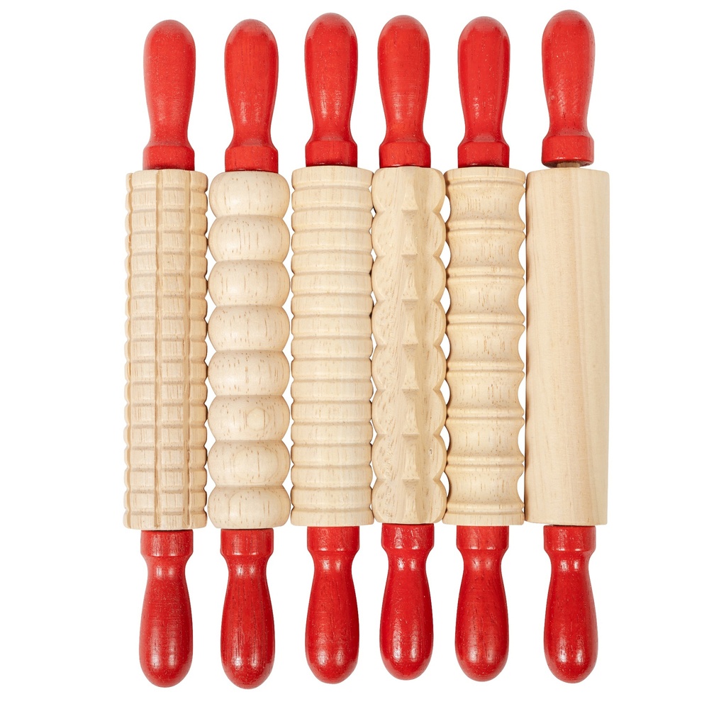 Mini Textured Wooden Rolling Pins Set of 6