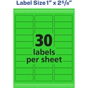 Neon Green 1" x 2 5/8" High-Visibility Labels Permanent Adhesive 750 Labels