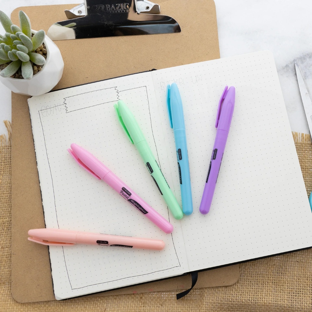 Pastel Pen Style Highlighter with Pocket Clip Pack of 5