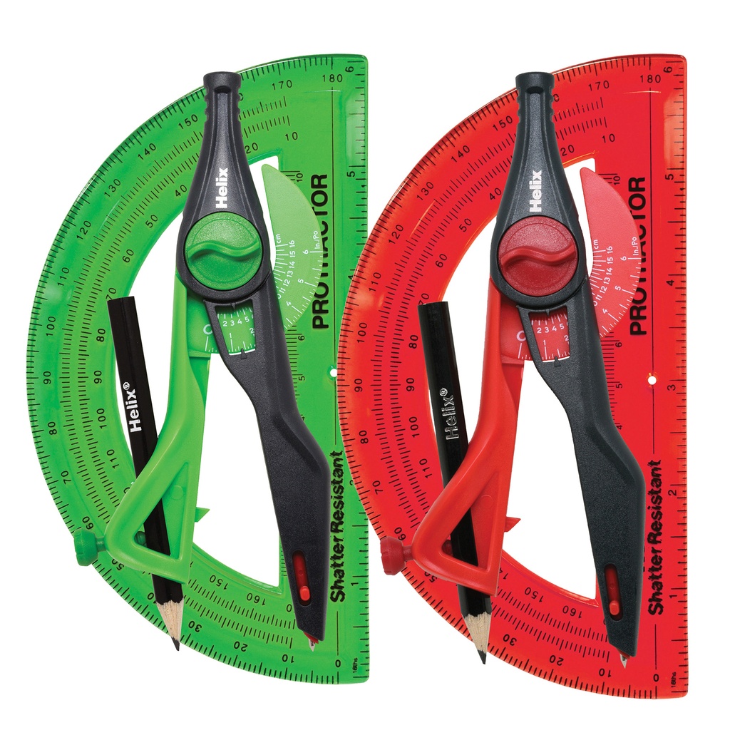 Plastic Locking Compass & Protractor 2 Piece Set