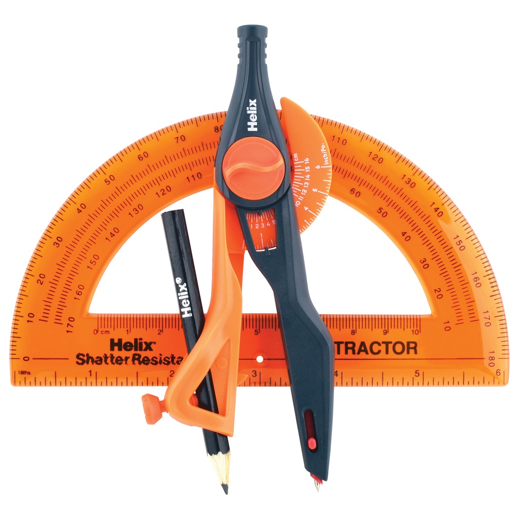 Plastic Locking Compass & Protractor 2 Piece Set