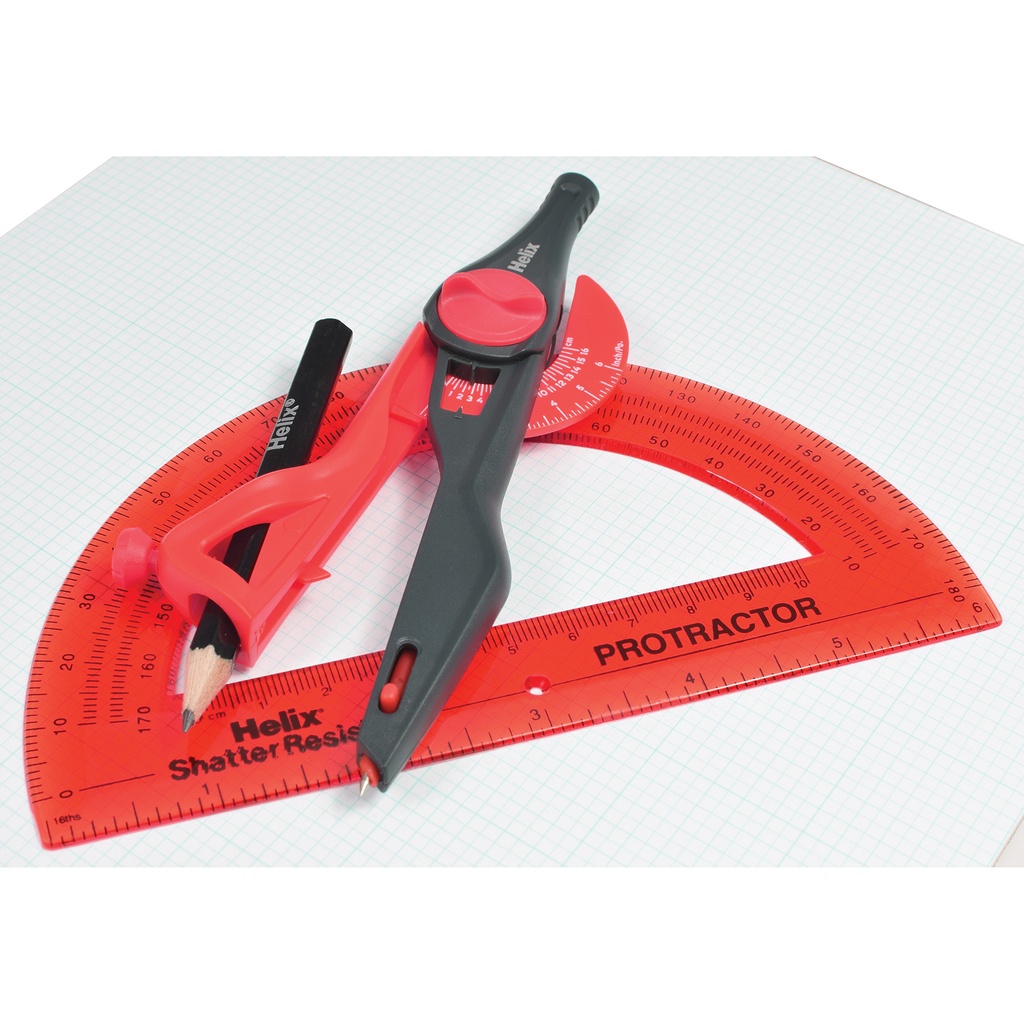 Plastic Locking Compass & Protractor 2 Piece Set