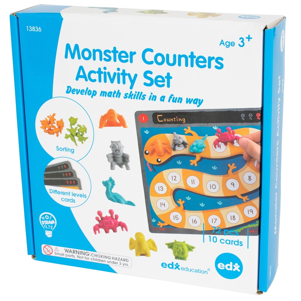 Monster Counters Activity Set - Set of 36 - 10 Double-Sided Activity Boards