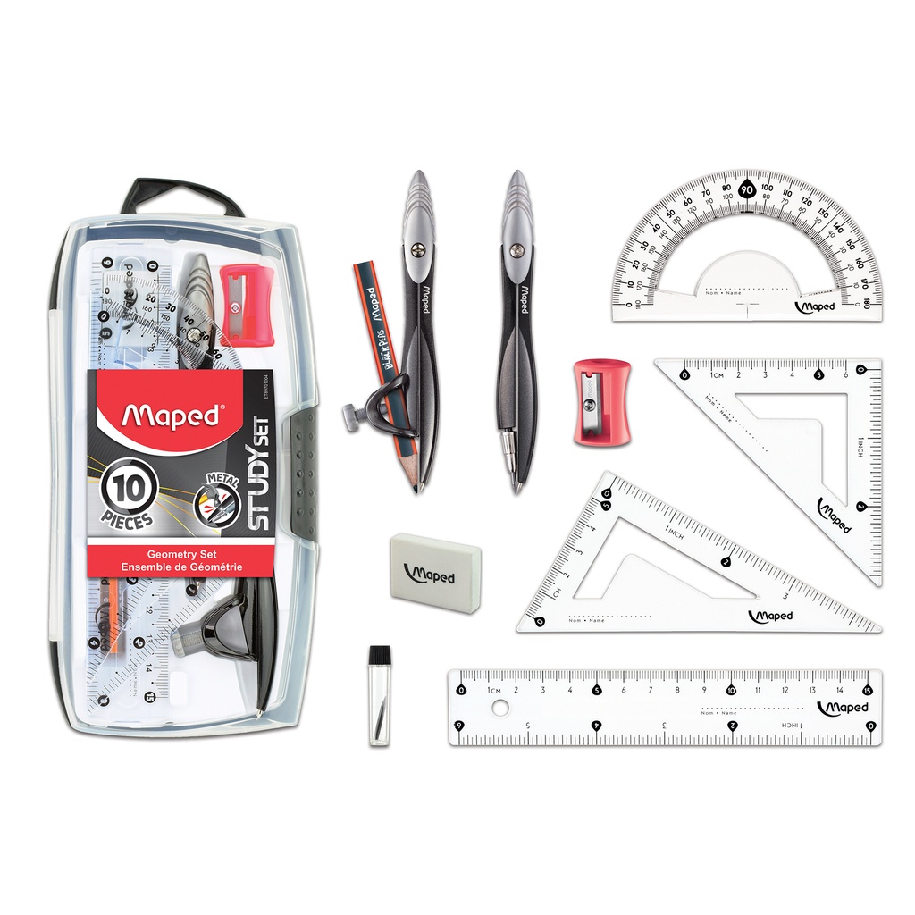 Study Metal Geometry 10 Piece Compass Set