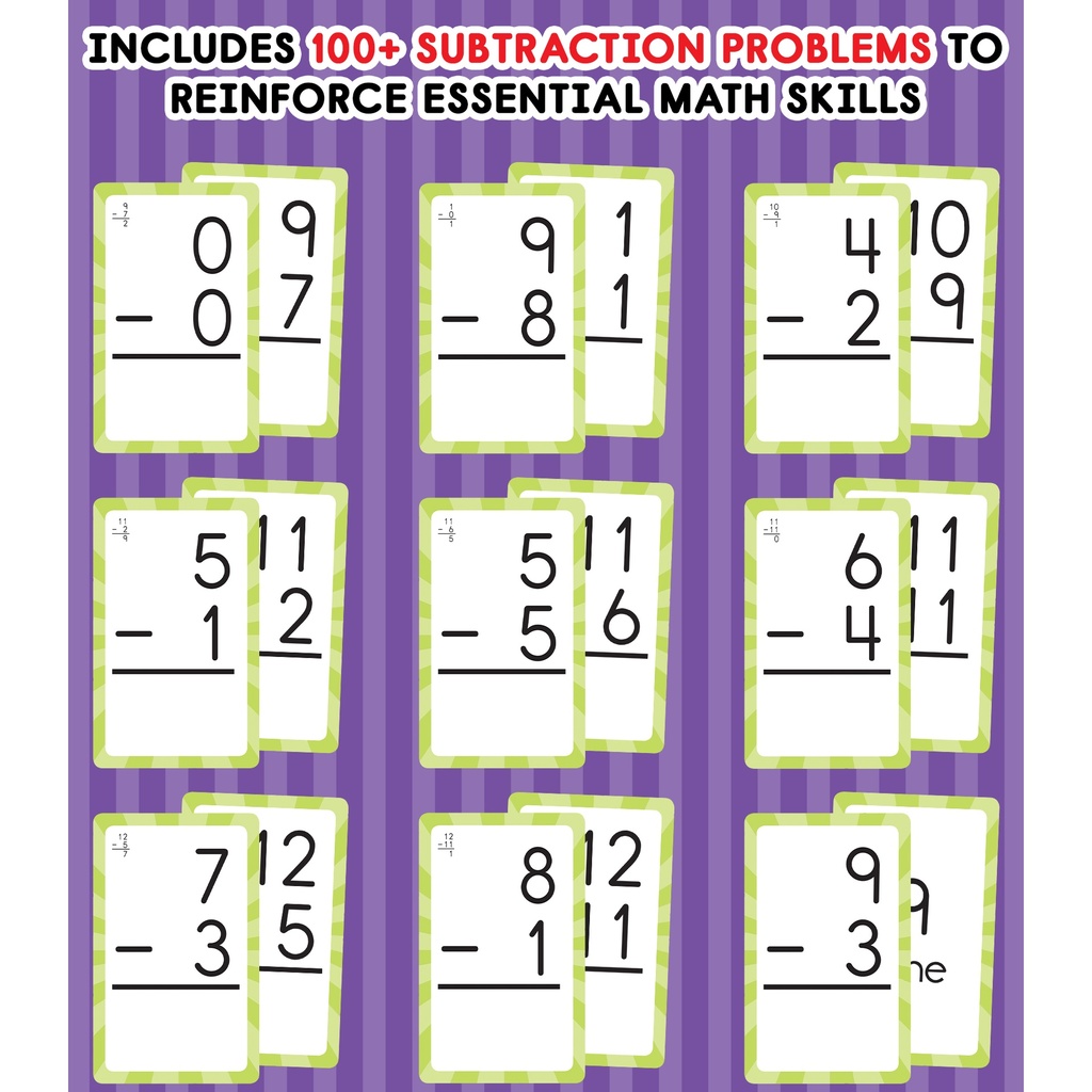 Subtraction 0 to 12 Flash Cards 54 Cards