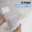 Translucent 13-Pocket Letter Size Poly Expanding File