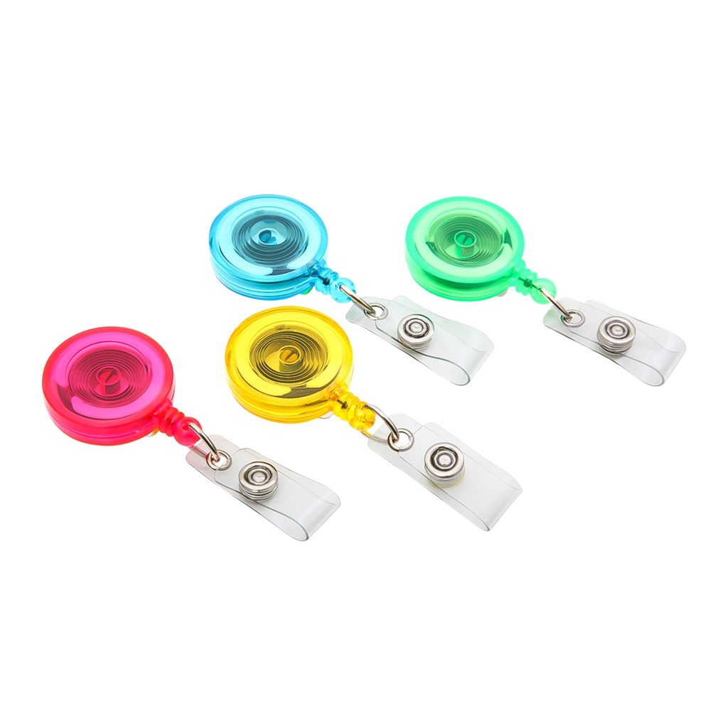 Translucent Assorted Standard Round ID Badge Reel with Belt Clip & Strap Pack of 4