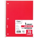 Wide Ruled 1 Subject Spiral Notebooks Pack of 6