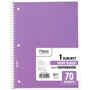 Wide Ruled 1 Subject Spiral Notebooks Pack of 6