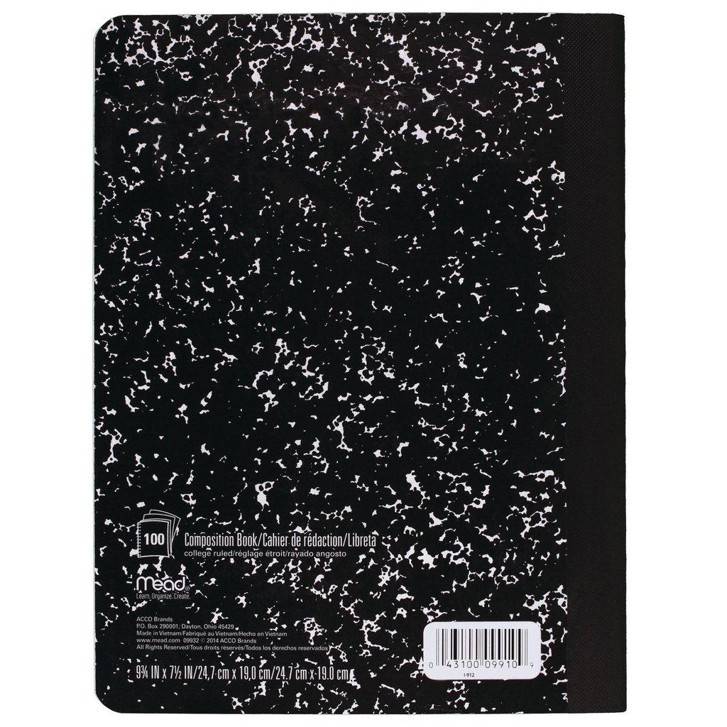 Wide Ruled Black Marble Composition Book