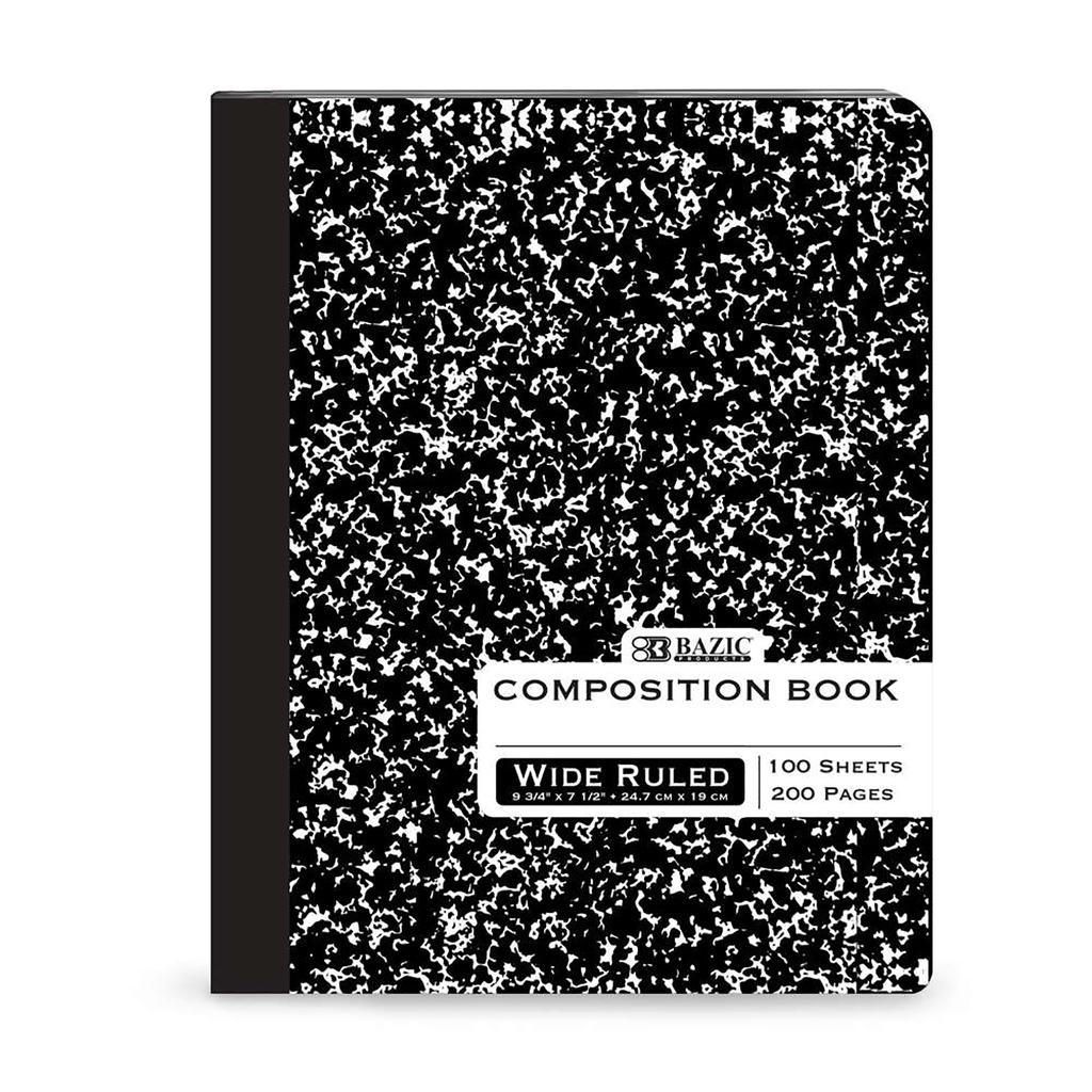 Wide Ruled Black Marble Composition Books Pack of 6