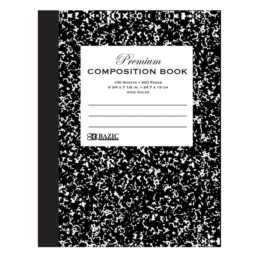 Wide Ruled Black Marble Premium Composition Books Pack of 6