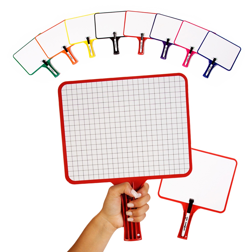 Blank/Lined 2-Sided Rectangular Dry Erase Paddles with Markers Set of 10