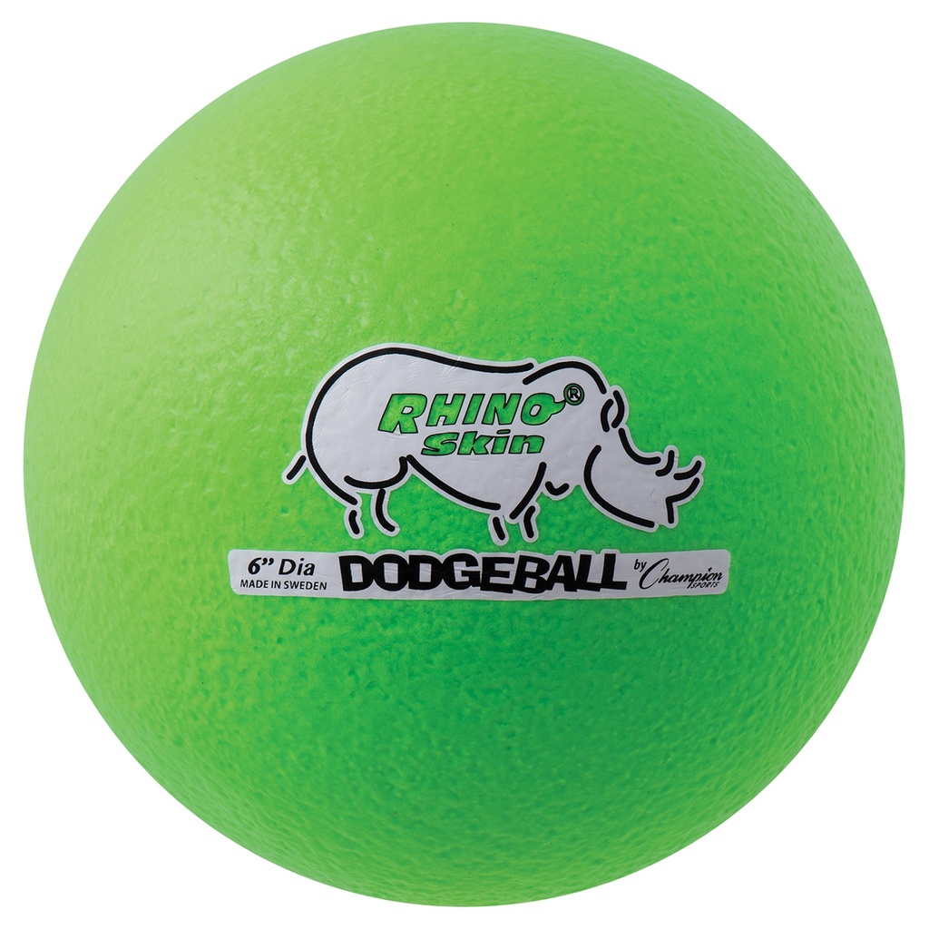 Neon Green Rhino Skin® 6-Inch Low Bounce Dodgeball Set of 6