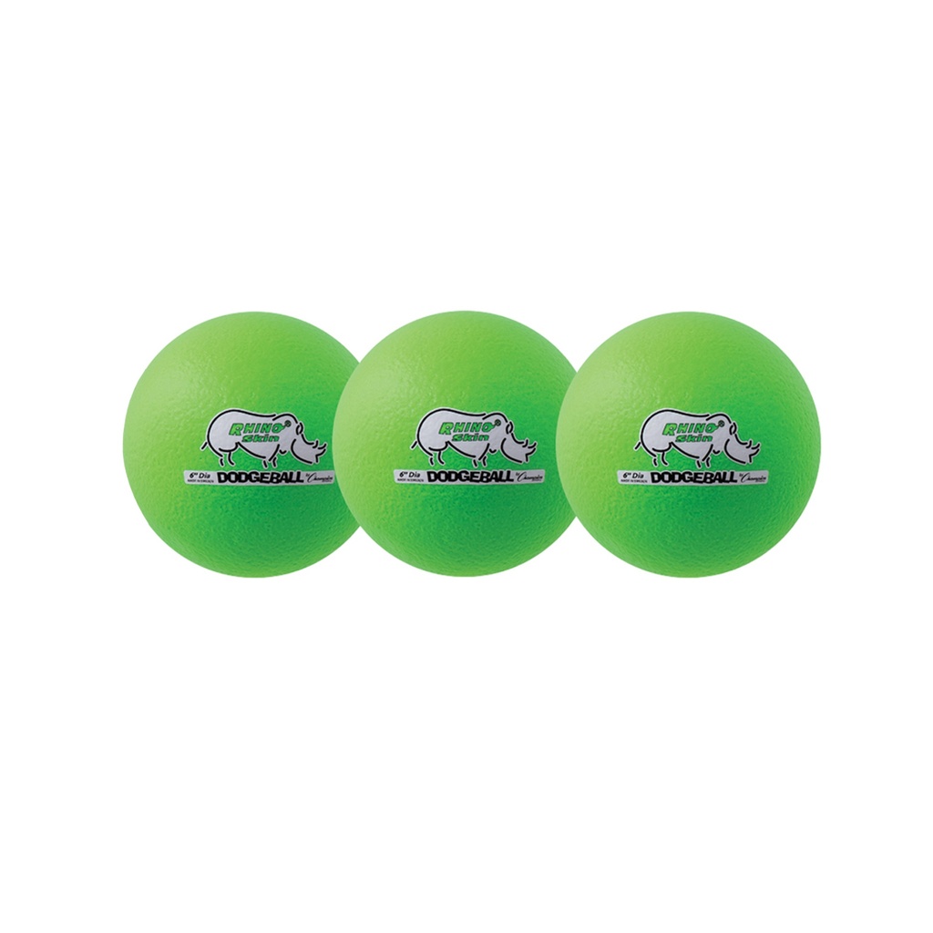 Neon Green Rhino Skin® 6-Inch Low Bounce Dodgeball Set of 6