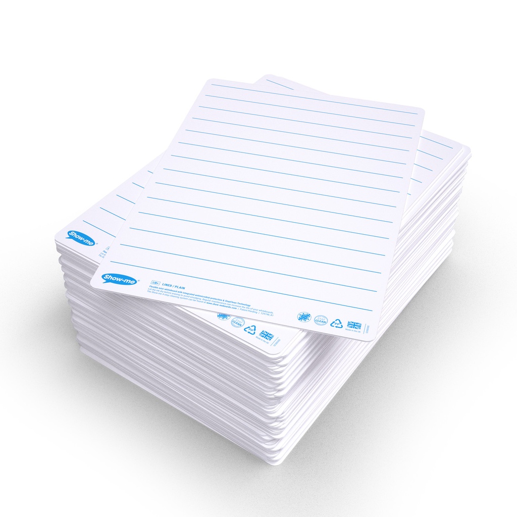 Show-me Pack of 100 x A4 Lined/Plain Dry Erase boards 