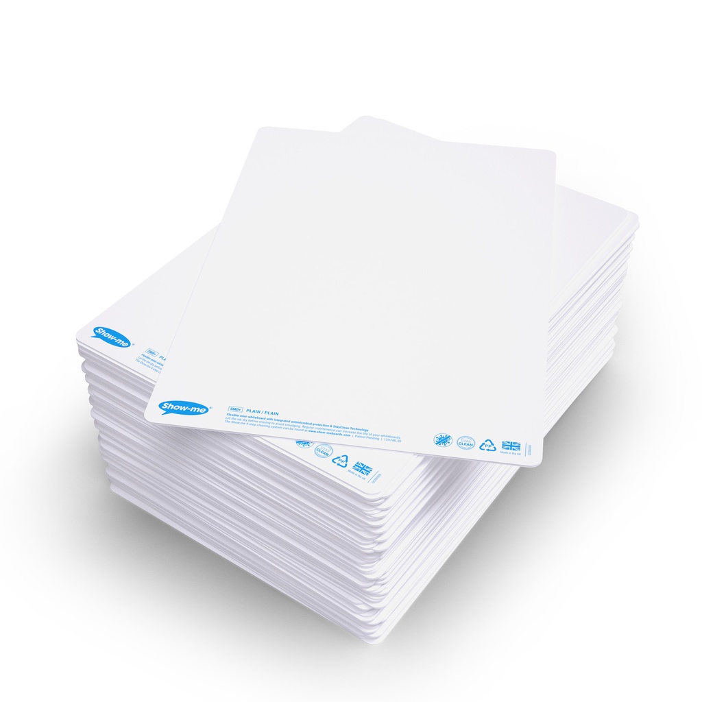 Show-me Pack of 100 x A4 Plain/Plain Dry Erase boards 