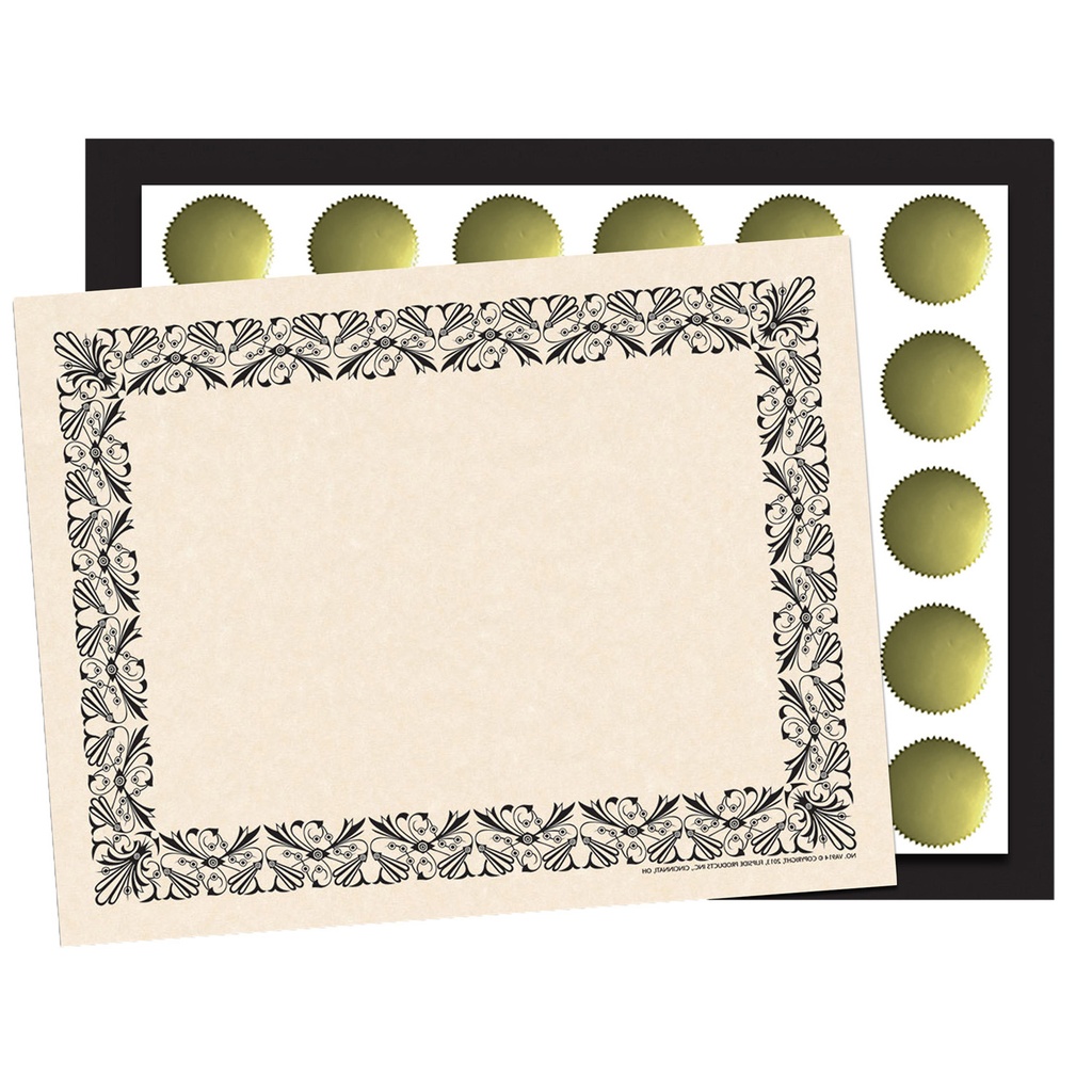 Art Deco Set with Border Paper, Plain Folders, Gold Seals