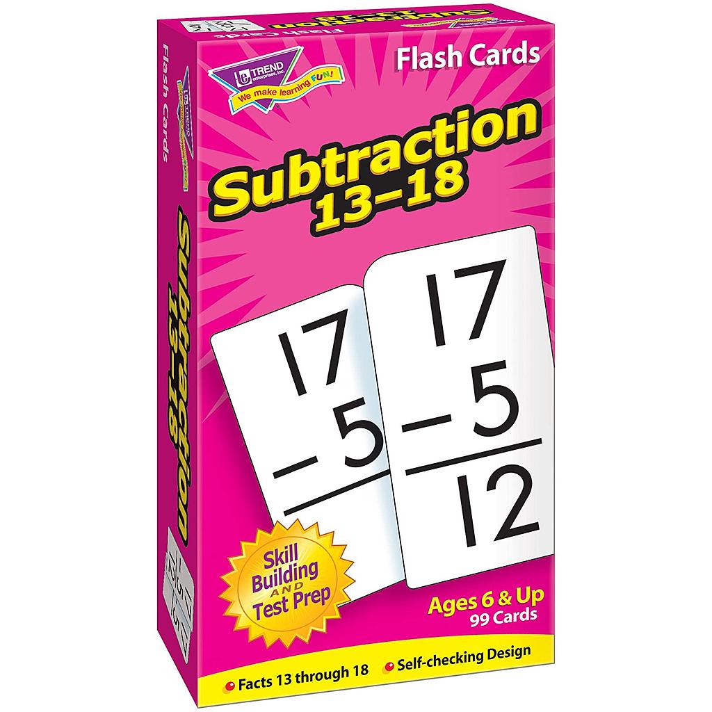 Subtraction 13-18 Skill Drill Flash Cards