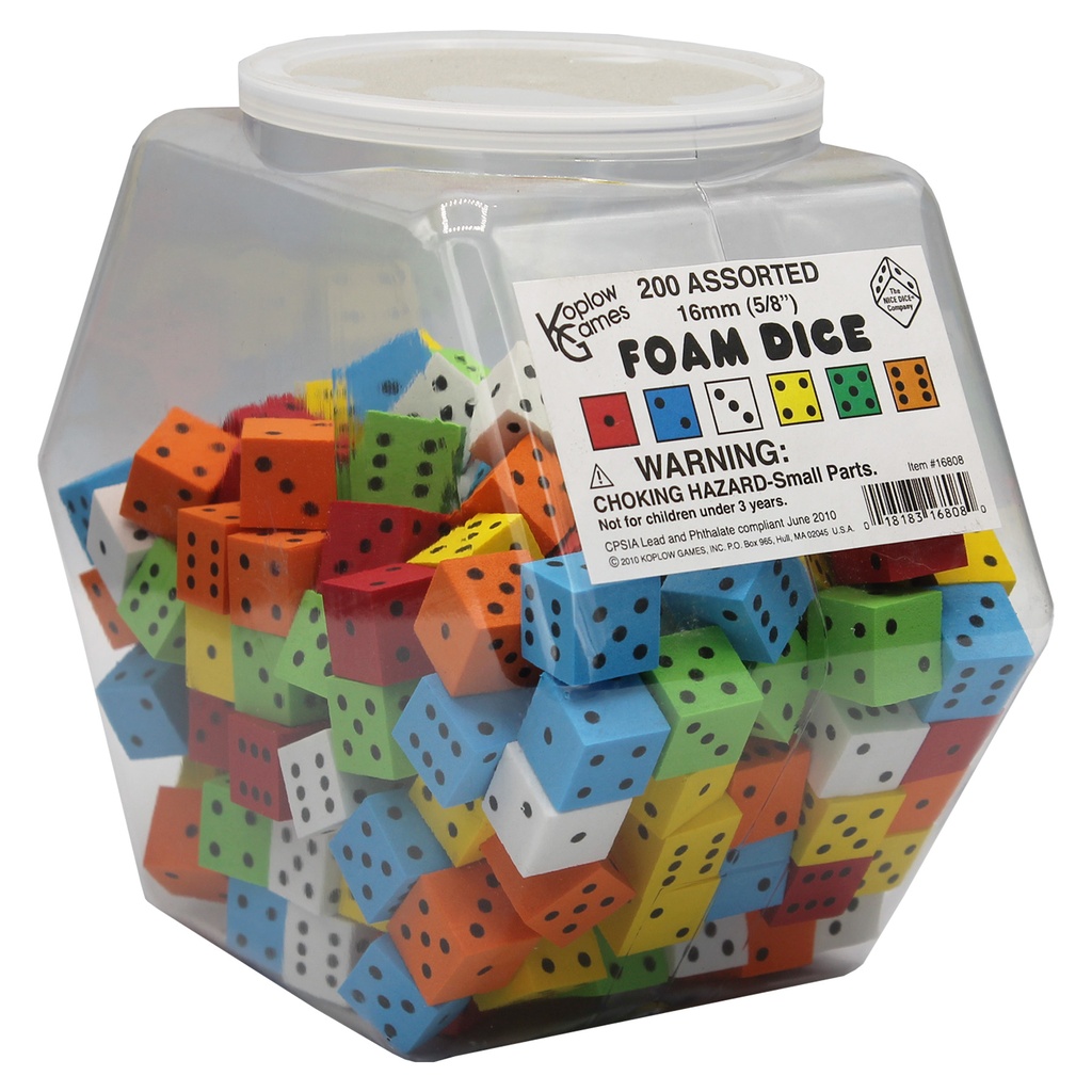 Tub of 200 16mm Foam Dot Dice