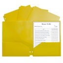 Yellow Poly Two Pocket Portfolio Folder 3 Hole Punch