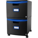 2 Drawer Mobile File Cabinet with Lock Black and Blue (61315U01C STX)