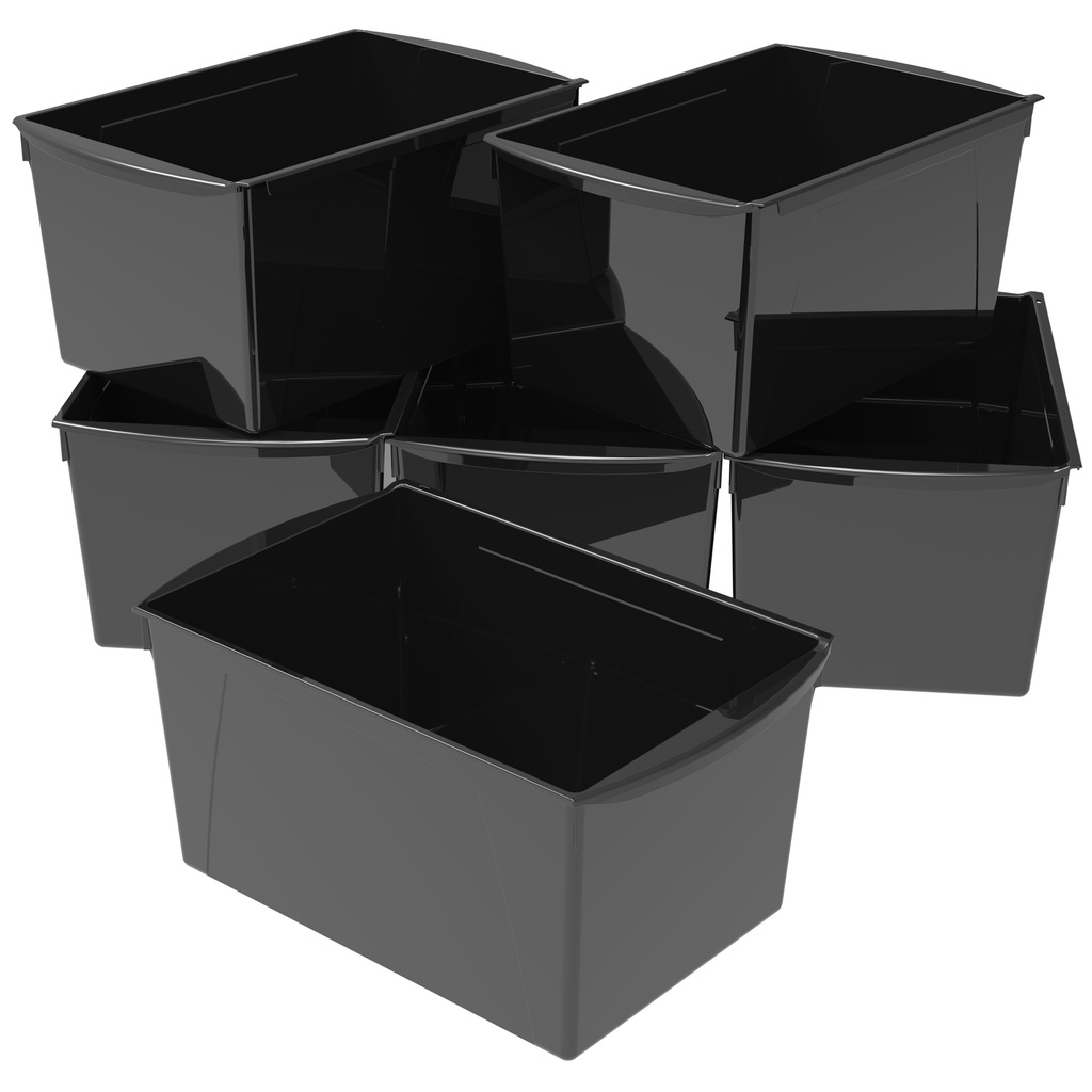 Wide Book Bins Set of 6 Black