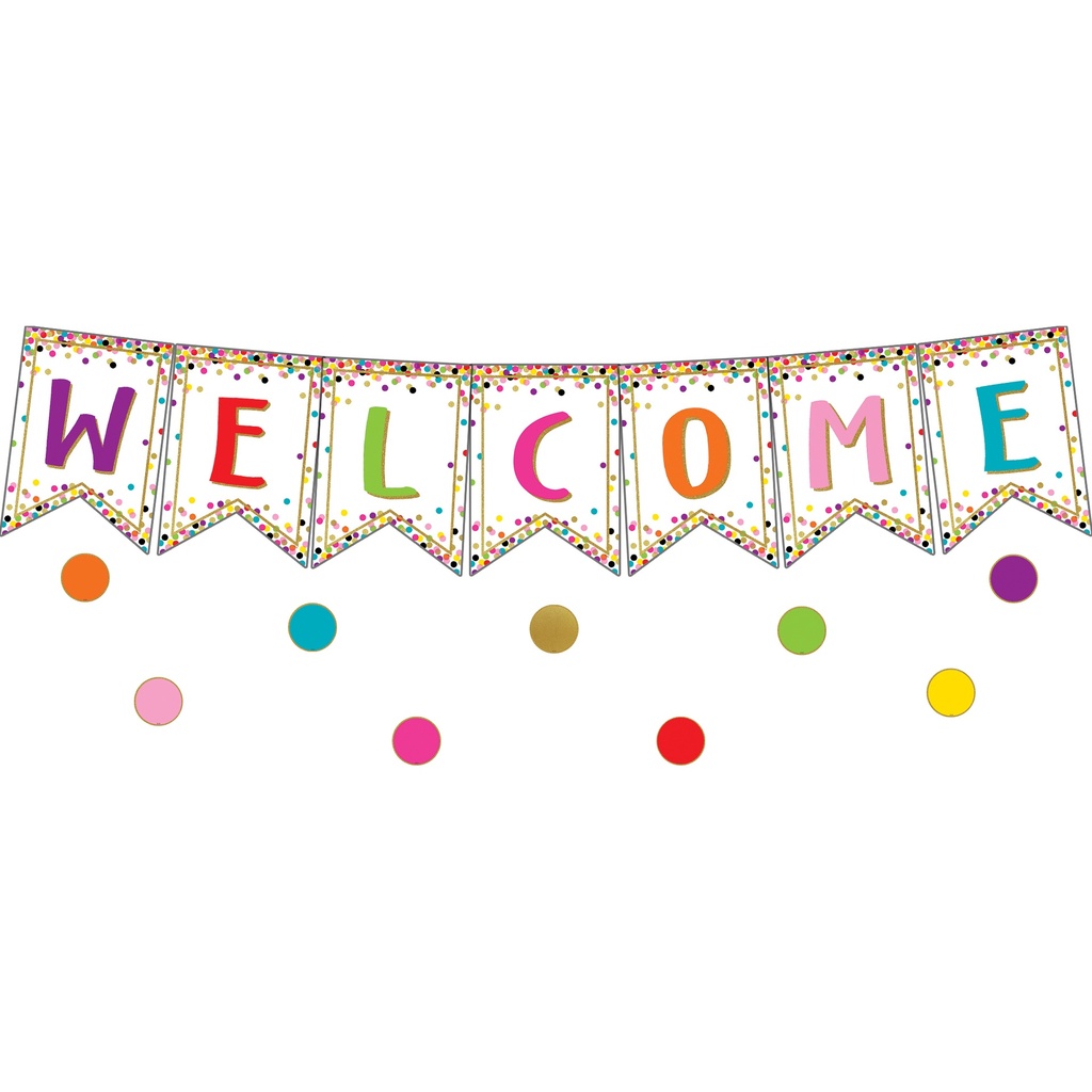 Confetti Pennants Welcome Bulletin Board