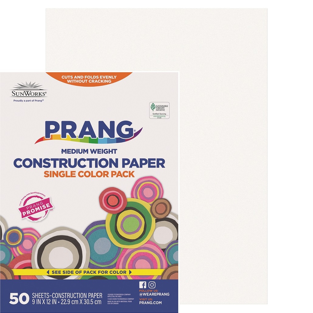 9x12 White Sunworks Construction Paper 50ct Pack