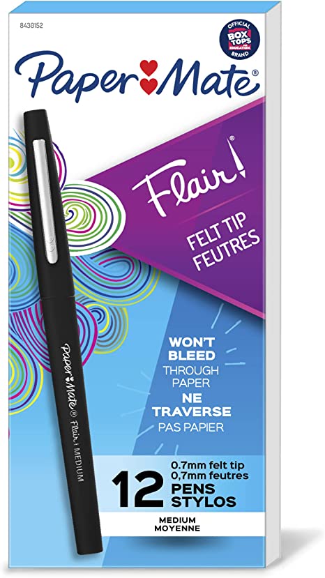 Paper Mate Flair Pens Black 12 pack