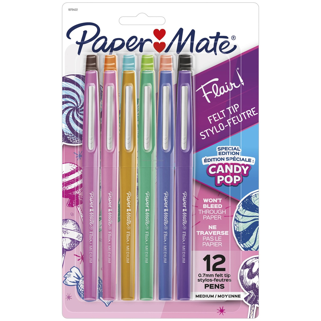 PaperMate Flair 12 Color Med Point Candy Pop Pens