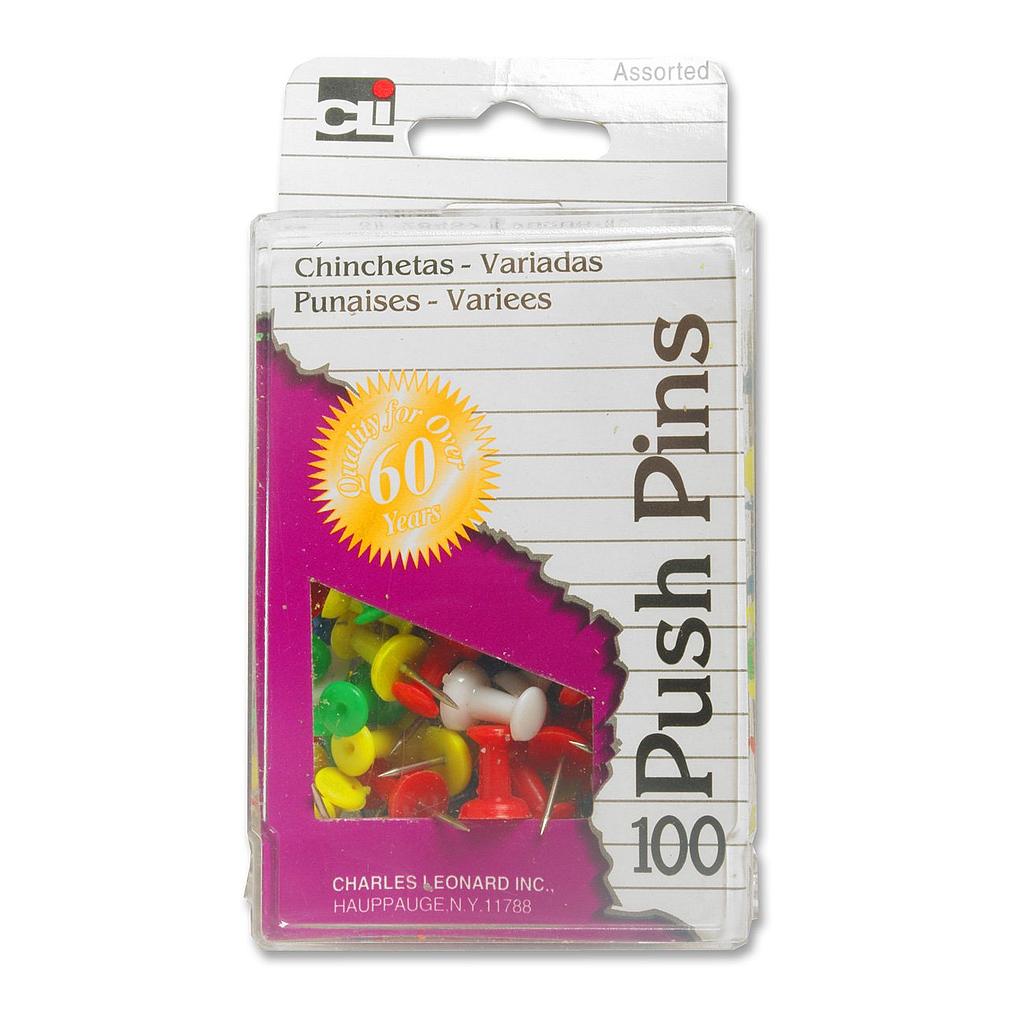 100ct Push Pins Assorted Colors