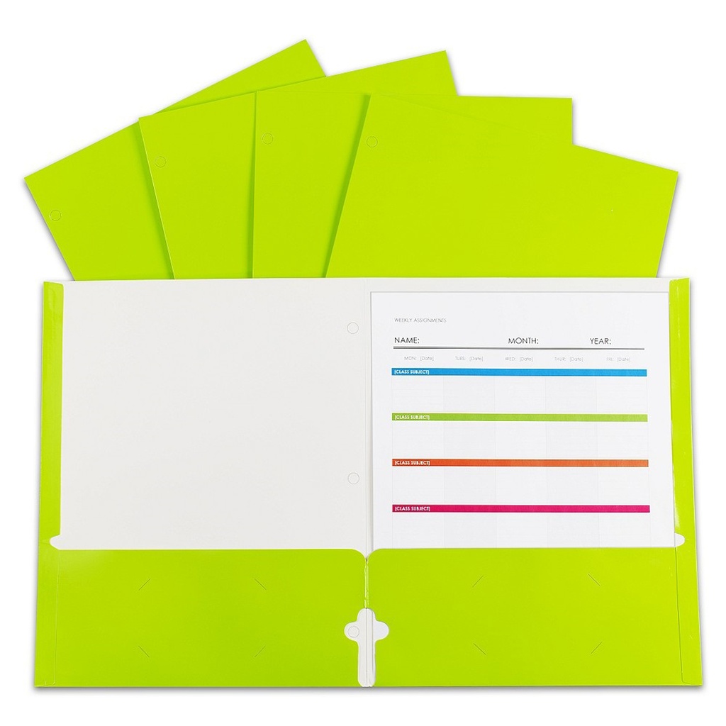 Lime Green Laminated Paper Two Pocket Portfolios 25ct