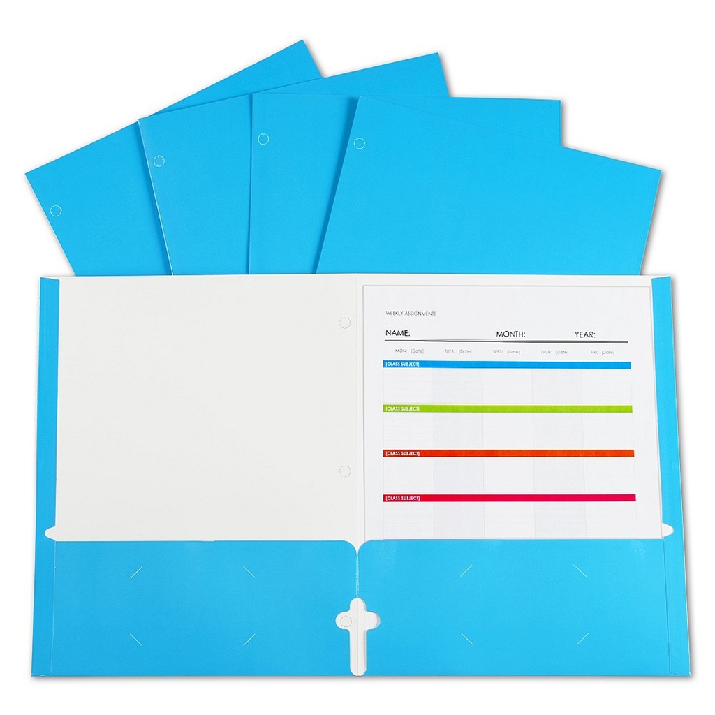 Blue Laminated Paper Two Pocket Portfolios 25ct