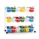 Book Browser Cart with 18 Small Tubs