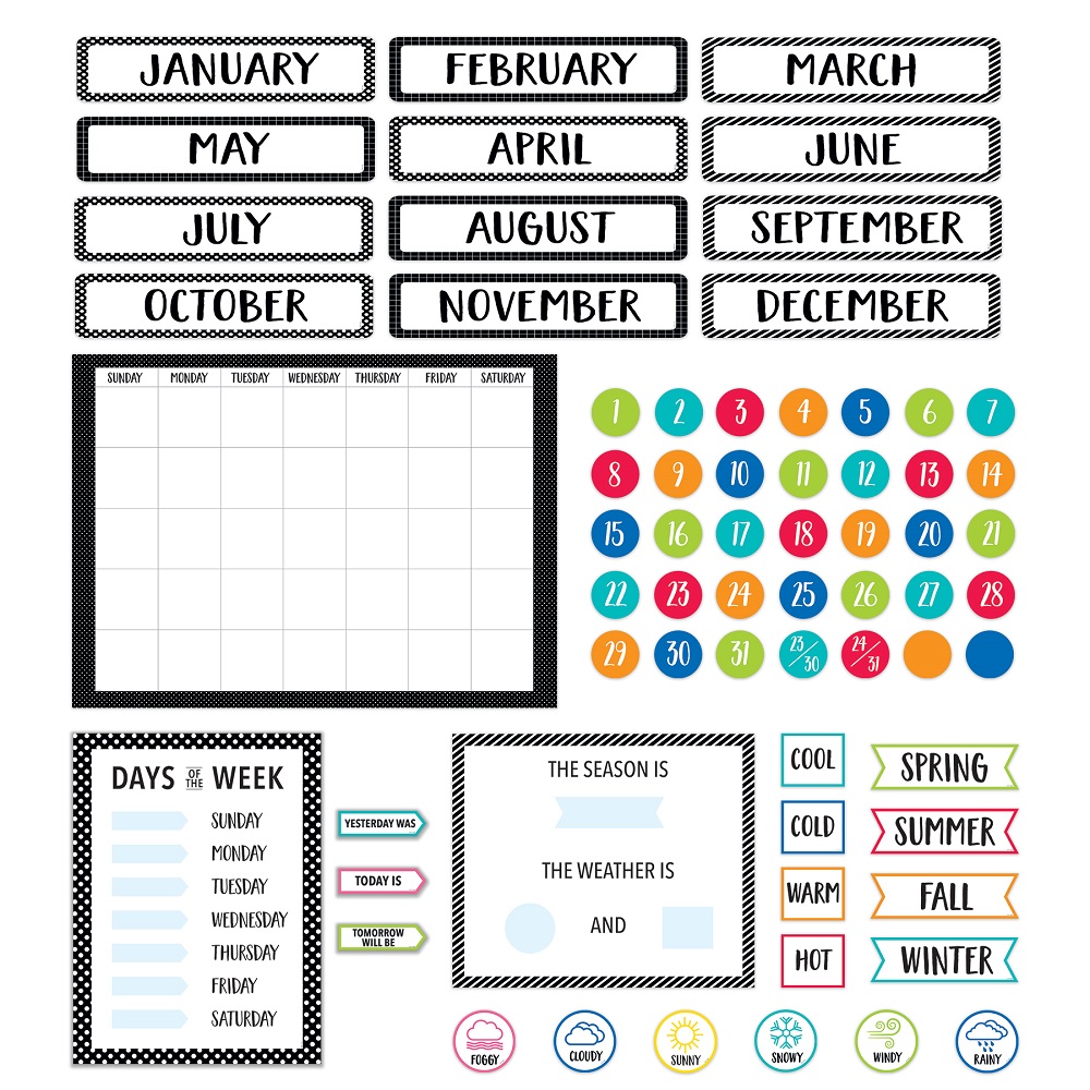 Core Decor Calendar Bulletin Board Set