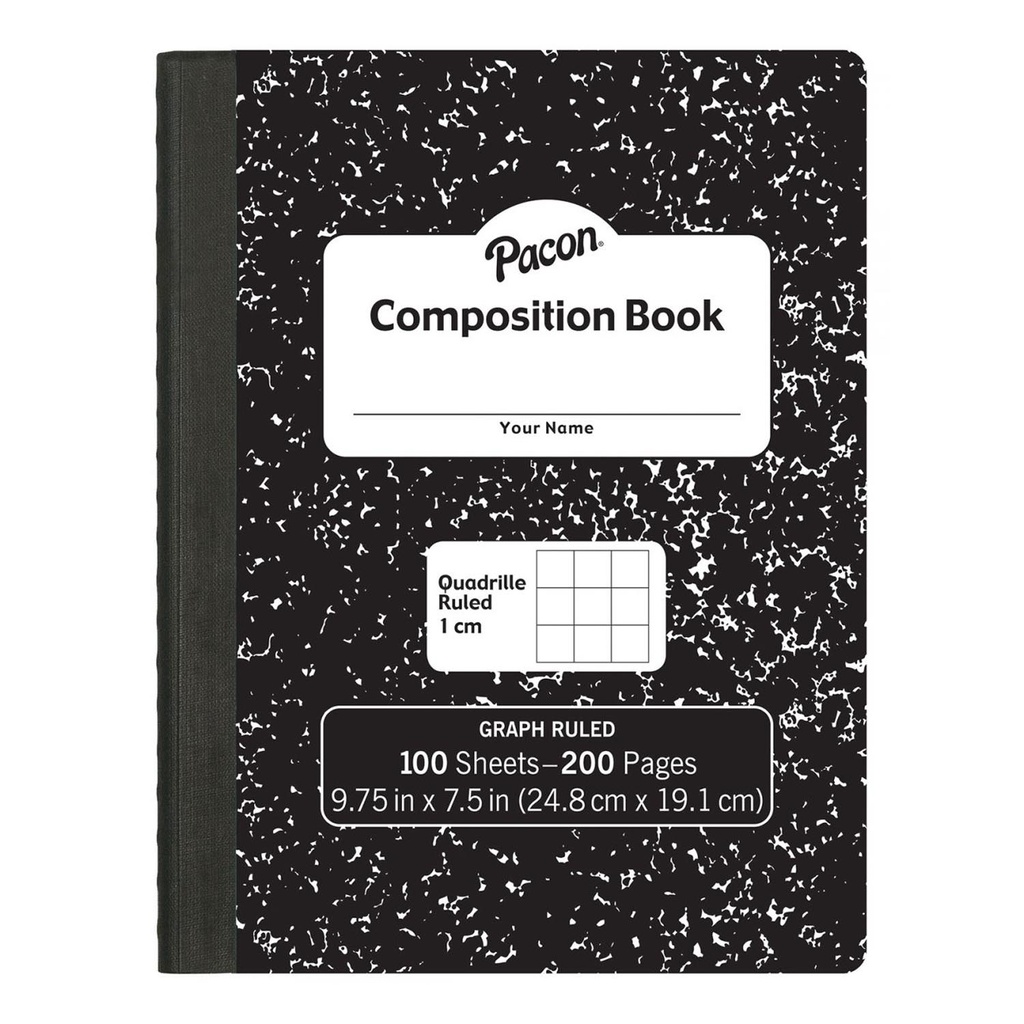 Black Marble Composition Book 1cm Grid Ruled