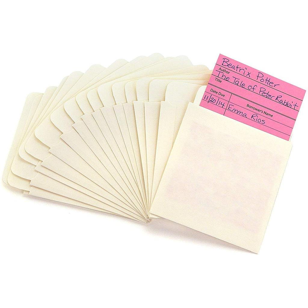 50ct Self Adhesive Manilla Library Pockets