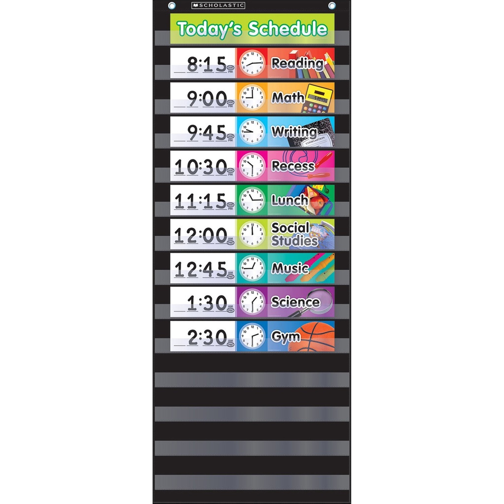 Black Daily Schedule Pocket Chart Kit