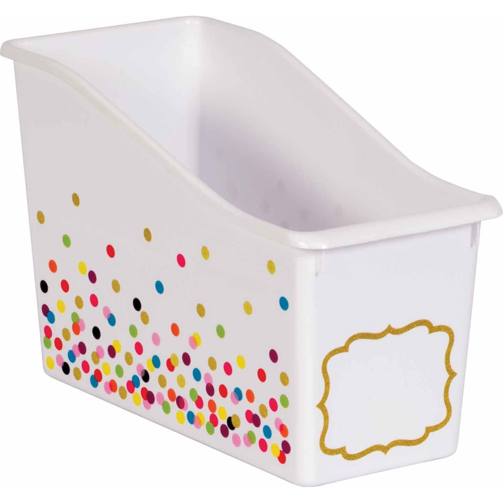 White Confetti Plastic Book Bin