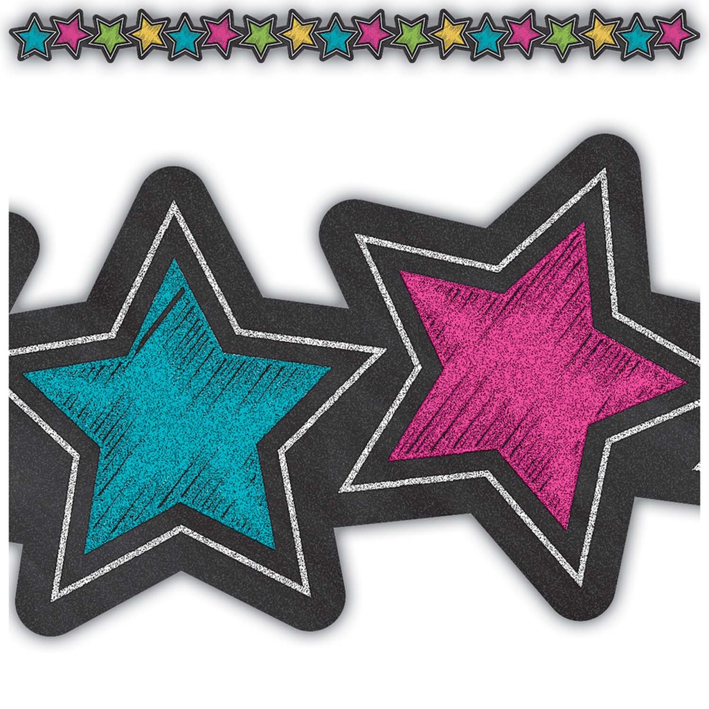 Chalkboard Brights Stars Die-Cut Border Trim