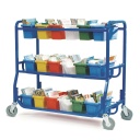 Library on Wheels With 18 Small Tubs