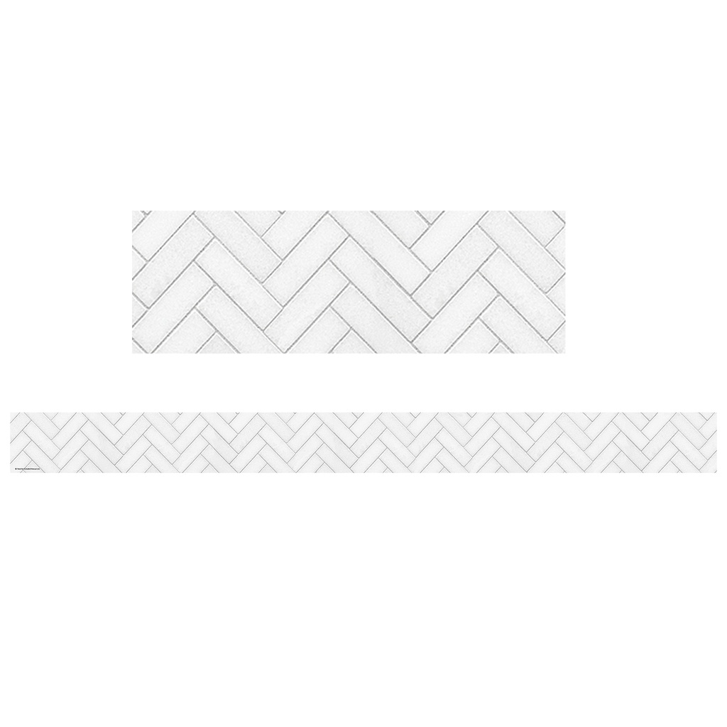 Modern Farmhouse White Herringbone Straight Border Trim