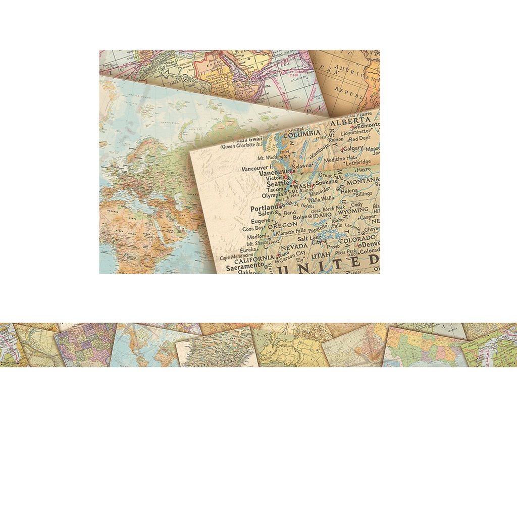 Travel the Map Straight Border Trim